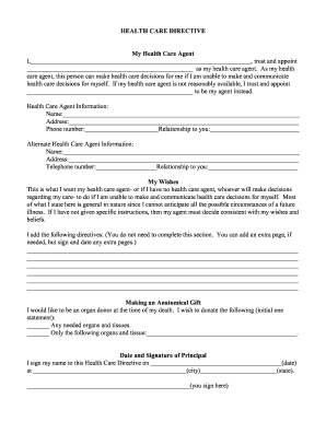 Health Care Directive Form