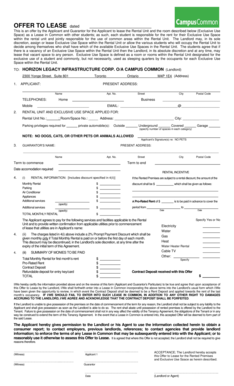 Offer to Lease for Student Housing