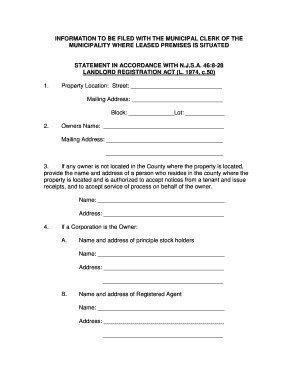 New Jersey Landlord Registration Form