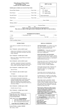 Maine Vanity Plate Application