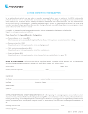 Expanded Secondary Findings Request Form