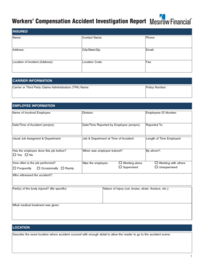 Workers’ Compensation Accident Investigation Report