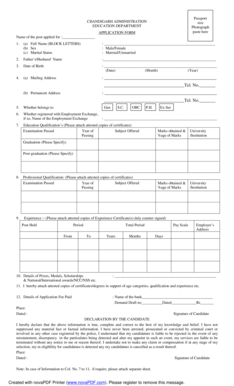 Chandigarh Administration Education Department Application Form