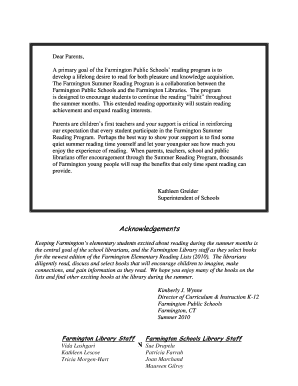 Farmington Summer Reading Program