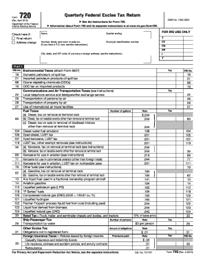 Quarterly Federal Excise Tax Return Form 720