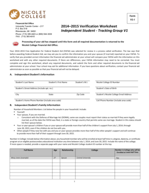 2014-2015 Verification Worksheet