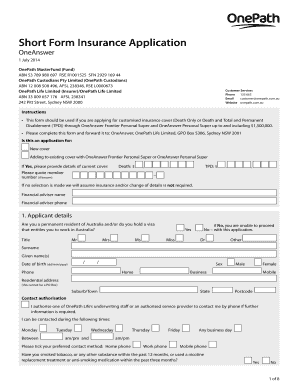 Short Form Insurance Application