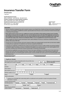 Insurance Transfer Form