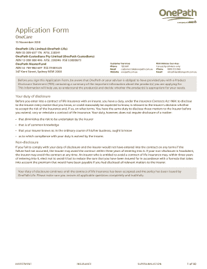 OneCare Life Insurance Application Form