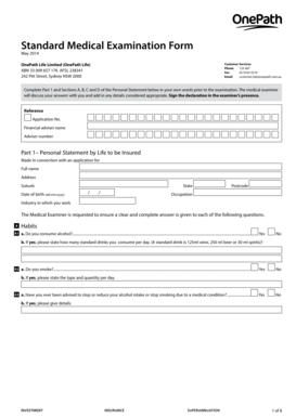 Standard Medical Examination Form