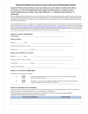 Entity Self-Certification for U.S. Persons and Non-Profit Organizations