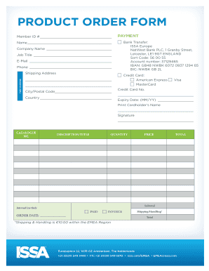 Product Order Form