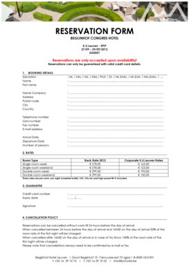 Begijnhof Hotel Reservation Form