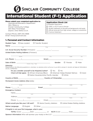 sinclair college international students form