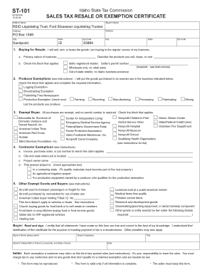 fillable online idaho form st 101 maas companies fax email print st101 form idaho