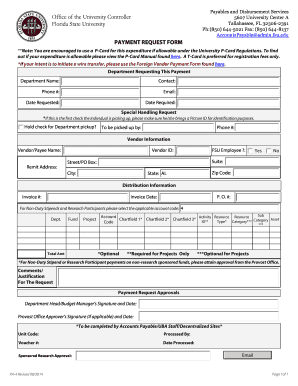 Florida State University Payment Request Form