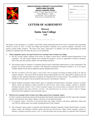 Agency Agreement Form - Santa Ana College - sac