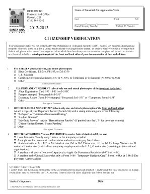 Citizenship Verification Form