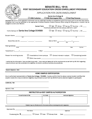 California SB1914 Cross Enrollment Application