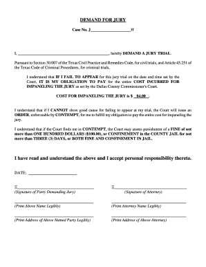 Texas Jury Trial Demand Form