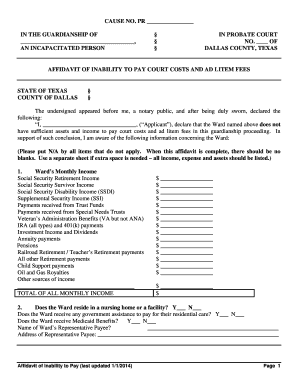 Guardianship forms texas - CAUSE NO PR IN THE GUARDIANSHIP OF IN PROBATE COURT NO OF - dallascounty