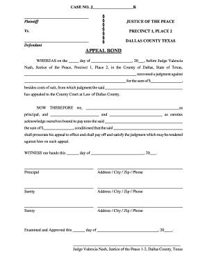 Texas Appeal Bond Form
