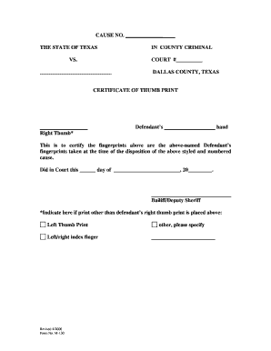 Certificate of Thumb Print
