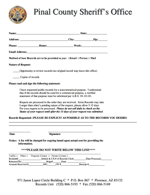 Pinal County Public Records Request Form