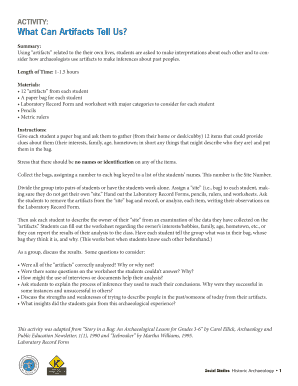 Archaeology Activity Worksheet