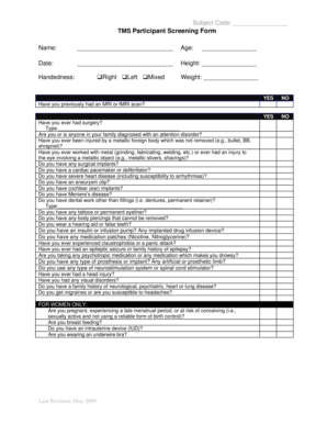 TMS Participant Screening Form