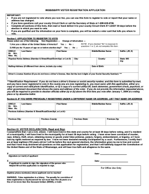 Mississippi Voter Registration Application