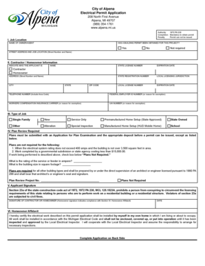 Michigan Electrical Permit Application