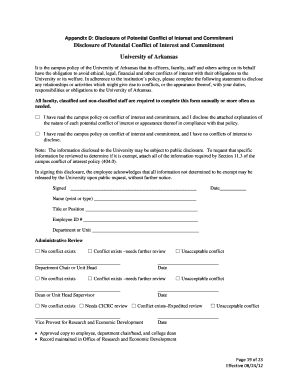 University of Arkansas Conflict of Interest Disclosure Form