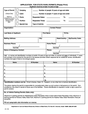 State Park Permit Application