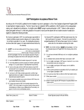 Four-Year Graduation Agreement Program Acceptance/Waiver Form