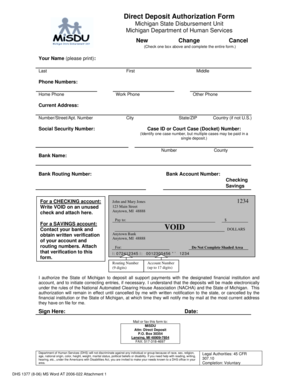 Michigan Direct Deposit Authorization Form