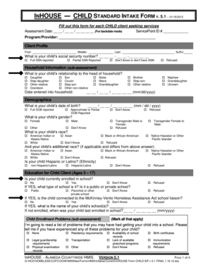 Child Standard Intake Form