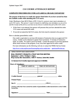 CLE Course Attendance Report