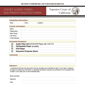 California Court Audio-Video Equipment Request Form