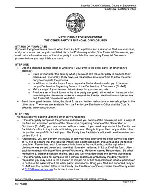 California Demand Letter for Financial Disclosures