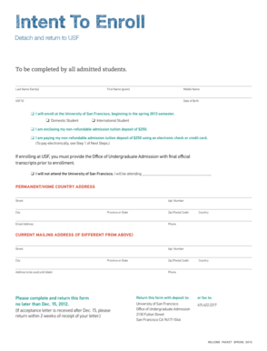 USF Student Enrollment Form