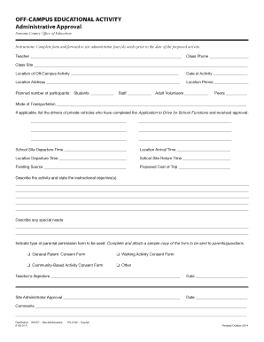 Off-Campus Educational Activity Approval Form