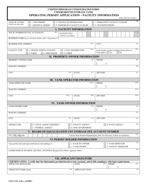 Underground Storage Tank Operating Permit Application