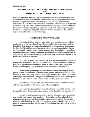 Confidential Settlement Statement for Mediation and Neutral Case Evaluation