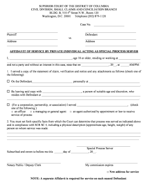 Affidavit of Service by Private Individual