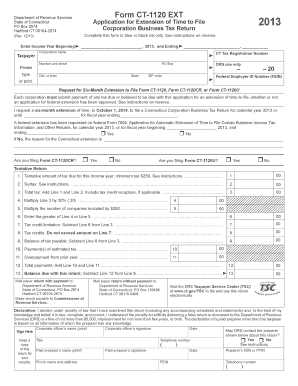 Connecticut Corporation Business Tax Extension Form CT-1120 EXT