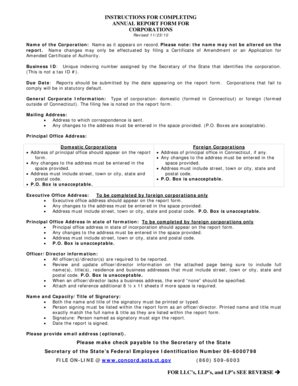 Annual Report Form for Corporations