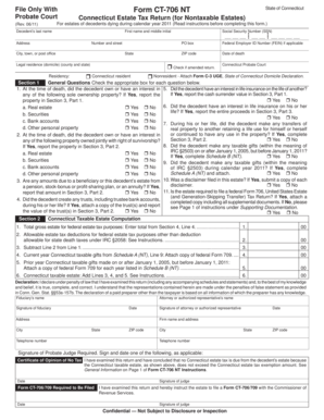 Connecticut Estate Tax Return Form CT-706 NT