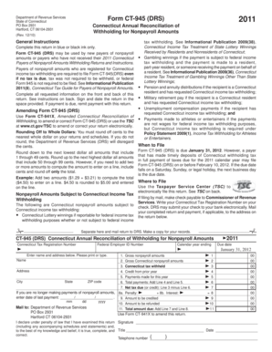 Connecticut Form CT-945 Annual Reconciliation of Withholding for Nonpayroll Amounts