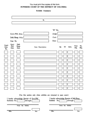 Exhibit Summary Form